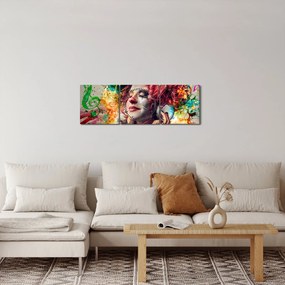 Kép - Női művész fejhallgatóval (órával) (90x30 cm)