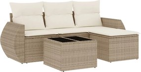 vidaXL 5 részes bézs polyrattan kerti ülőgarnitúra párnákkal
