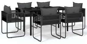 vidaXL 7 részes fekete kerti étkezőgarnitúra