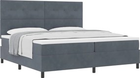 vidaXL Boxrugós ágy matracmal Sötétszürke 200 x 200 cm szövet