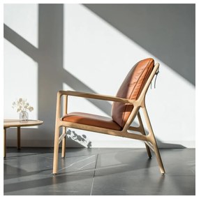 Barna-natúr színű bőr fotel Dedo – Gazzda