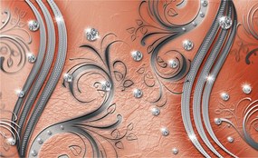 Fotótapéta Absztrakt Virágok Ezüst Őszibarack Gyémánt 300x210 +ragasztó