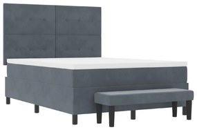 Box Spring Ágy Matrac és Pad Sötétszürke 140x190 cm Bársony