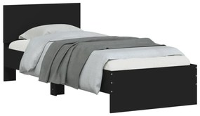 fekete ágykeret fejtámlával és LED-világítással 90 x 200 cm