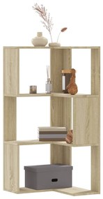 3 szintes sonoma tölgy szerelt fa sarok könyvespolc 50x50x102cm