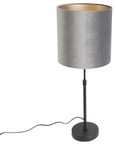 Modern asztali lámpa fekete szövetbúrával szürke 25 cm állítható - Parte