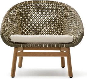 Zöld-natúr színű tömörfa kerti fotel Olbia – Kave Home