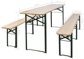 összecsukható fenyőfa sörasztal 2 sörpaddal 220 cm