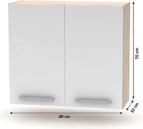 Konyhabútor 2,4 m, tölgy sonoma/fehér, NOVA PLUS