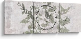 Kép - Növények vakolatban (órával) (90x30 cm)