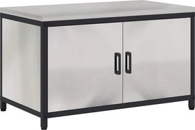 vidaXL Konyhai Tárolás polcokkal tárolóval Ezüst 60 x 50 x 92 cm Acél