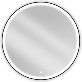 Mexen Esso kerek LED háttérvilágítású fürdőszobai tükör 100cm 6000K páramentes fűtőbetét fekete keret 9825-100-100-611-70