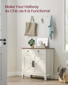 Tálalószekrény magasságban állítható polccal, 40 x 80 x 80 cm, fehér és mézbarna