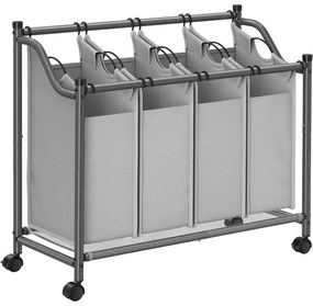 Szövet szennyeskosár 4 kivehető zsákkal 4x35L, szürke