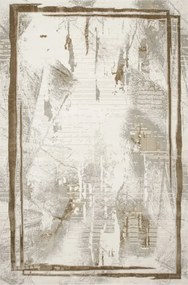 160x230 cm Modern Szőnyeg Adana Krém Szürke Barna Geometrikus Dörzsölt