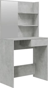 vidaXL betonszürke fésülködőasztal tükörrel 74,5 x 40 x 141 cm