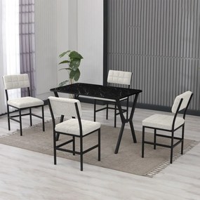 Dubai étkezőgarnitúra, krém-fekete, 110 cm