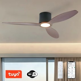ZEVENTI - LED mennyezeti ventilátor VENTORA LED/24W/230V Wi-Fi Tuya fekete/dió + távirányító