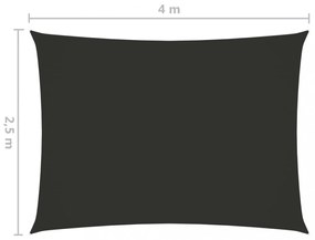 antracitszürke téglalap alakú oxford-szövet napvitorla 2,5x4 m