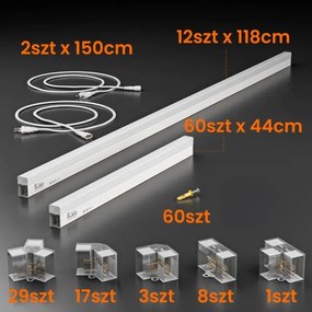 LED mennyezeti lámpatest LED/696W/85-265V 4000K 484x243 cm CRI 90 IP54 fehér