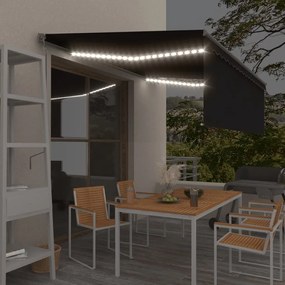 Antracitszürke redőnyös, LED-es, szélérzékelős napellenző 4x3 m