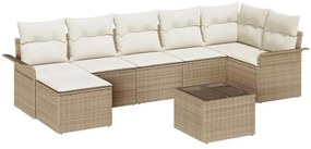 vidaXL Kerti Kanapé Szett párnával tárolóval 8 pcs Bézs Poli rattan