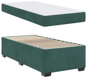 Ágykeret matraccal matracmal Sötétzöld 90 x 190 cm Bársony