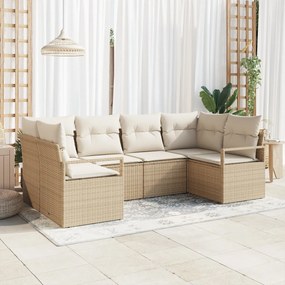 6 darabos kert kanapészett párnákkal Bézs poly rattan