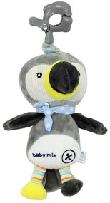 Baby Mix plüssjáték játékgép és klipsz Tukanszürke, 24 cm, 24 cm
