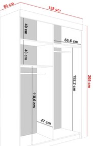 Bill 2 138 Tolóajtós Szekrény 138cm, Fehér