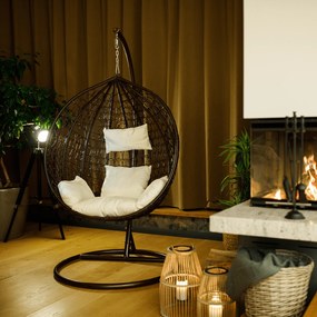 Függőfotel, réz/barna/krém, NOLAN NEW