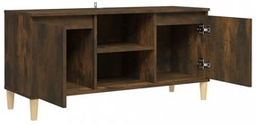 füstös tölgy színű TV-szekrény tömör falábakkal 103,5x35x50 cm
