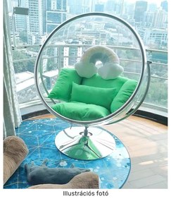 Függő fotel állvánnyal, átlátszó/ezüst/szürke, BUBBLE TYP 2