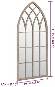 homokszínű vas kerti tükör kültéri használatra 70 x 30 cm