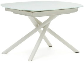 Fehér bővíthető étkezőasztal üveg asztallappal 100x130 cm Yodalia – Kave Home
