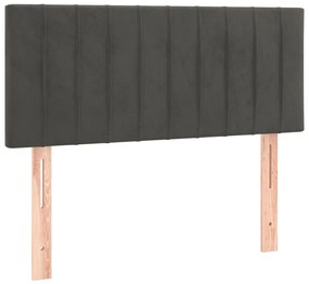 sötétszürke bársony rugós ágy matraccal 100 x 200 cm
