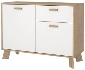 Fehér-natúr színű komód tölgyfa dekorral 99x73x39 cm Ikast – Tvilum