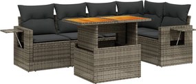 vidaXL 6 részes szürke polyrattan kerti ülőgarnitúra párnákkal