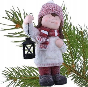 Karácsonyi figura Gyerek lámpással 2022246-42-RED 47x27x18 cm