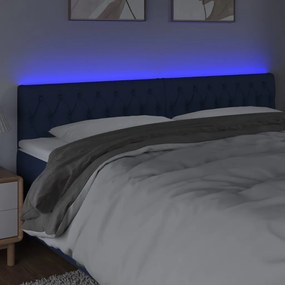 kék szövet LED-es fejtámla 180x7x78/88 cm