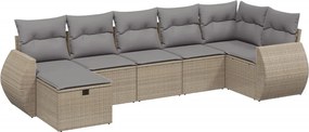 vidaXL 7 részes vegyes bézs polyrattan kerti ülőgarnitúra párnákkal