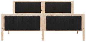 Ágykeret fejtámlával Barna és fekete 180 x 200 cm Tömör fenyőfa