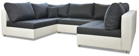 Sarokkanapé U Deron  (taburettel) (J) (zöld + fehér). 1013668