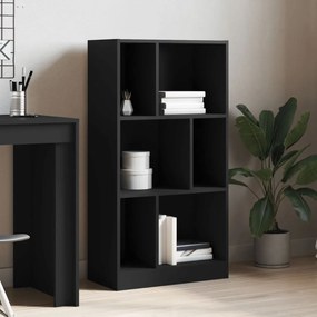 fekete szerelt fa könyvszekrény 57 x 28,5 x 107,5 cm