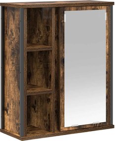 vidaXL füstölt tölgy fürdőszoba fali szekrény tükörrel 50x21x60 cm