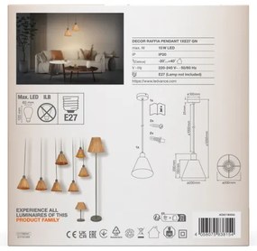 Ledvance - Csillár zsinóron DECOR RAFFIA 1xE27/15W/230V raffia háncs