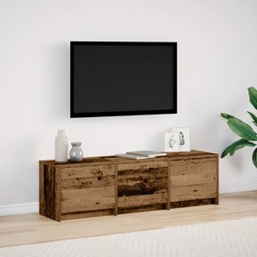 TV szekrény LED világítással, régi fa 140x34x40 cm