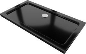 Mexen Lapos, akril zuhanytálca 130x70x5 cm SLIM, fekete, króm szifon, 40707013