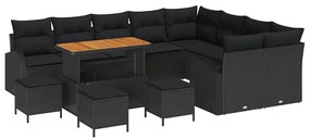 vidaXL Kerti Kanapé Szett párnával tárolóval párnával 13 pcs Fekete