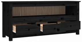 fekete tömör fenyőfa TV-szekrény 114 x 35 x 52 cm